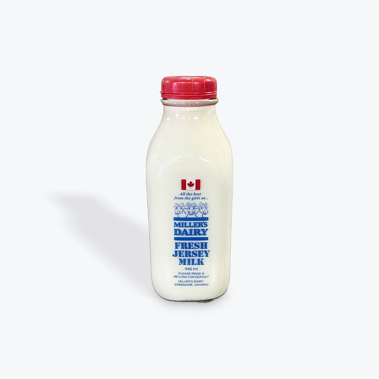 Miller's Dairy 2% Milk, 1L GLASS Bottle