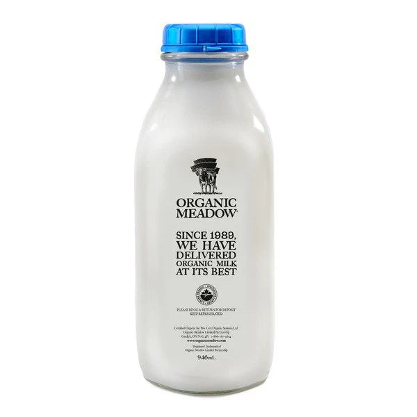 Organic Meadow 2% Milk, 1L GLASS Bottle