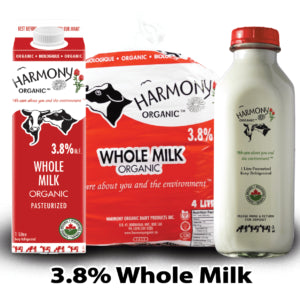 Harmony 3.8% Milk, 1L GLASS Bottle